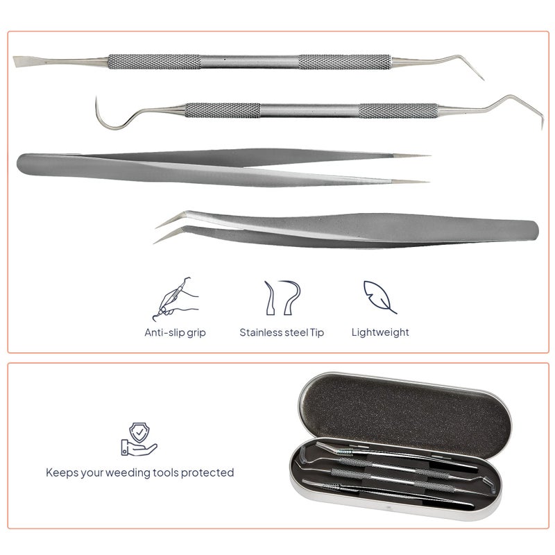 iVyne Premium Vinyl Weeding Tool Kit - Precision Stainless Steel Weeder - Hook and Pick with Fine Tweezers Crafting Set for Cricut Vinyl - by iVyne (Silver) - Image 2